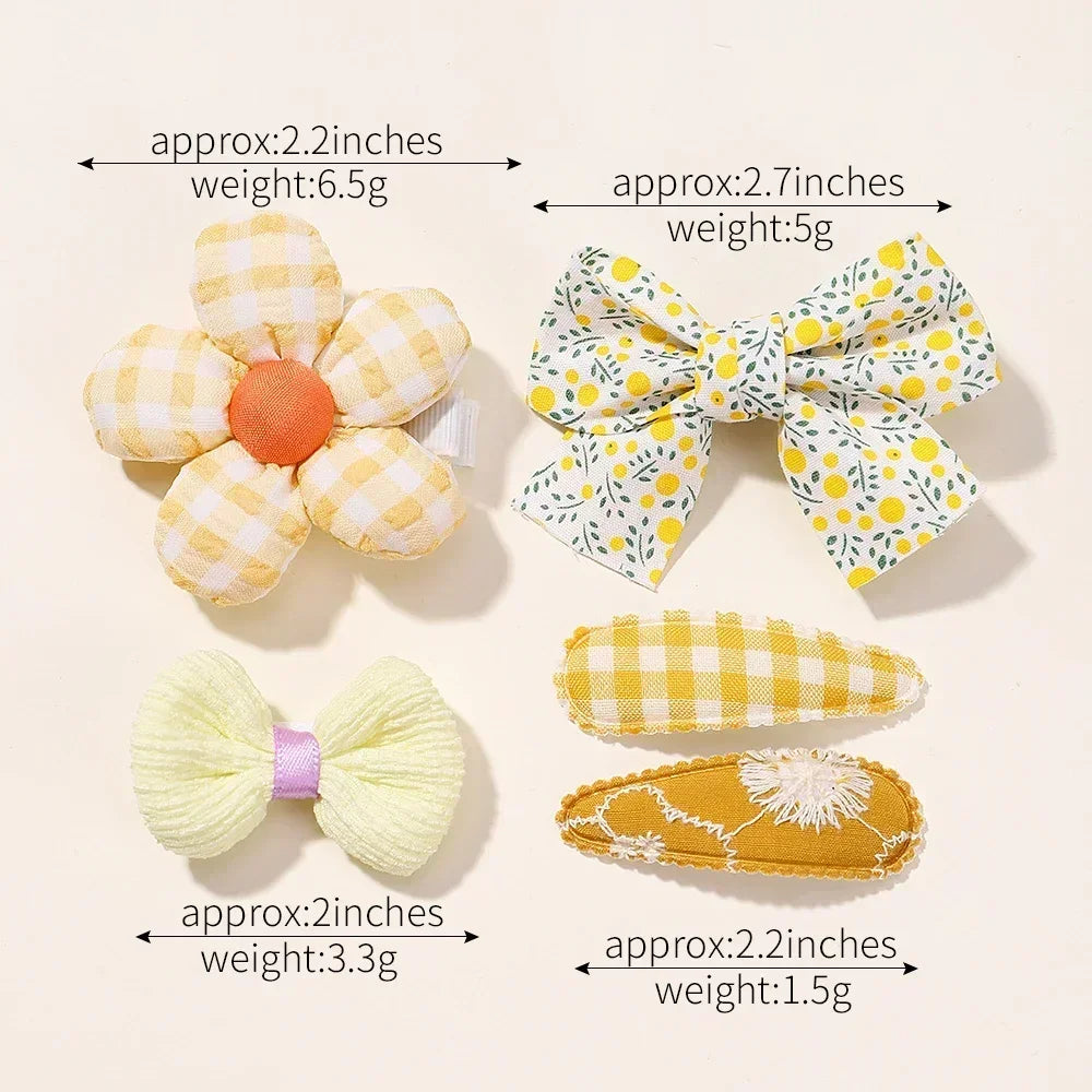 Juego de 5 pinzas para el pelo de niña, diseño floral, lazo de conejo, princesa, para niña pequeña, horquilla lateral, accesorios para el pelo.