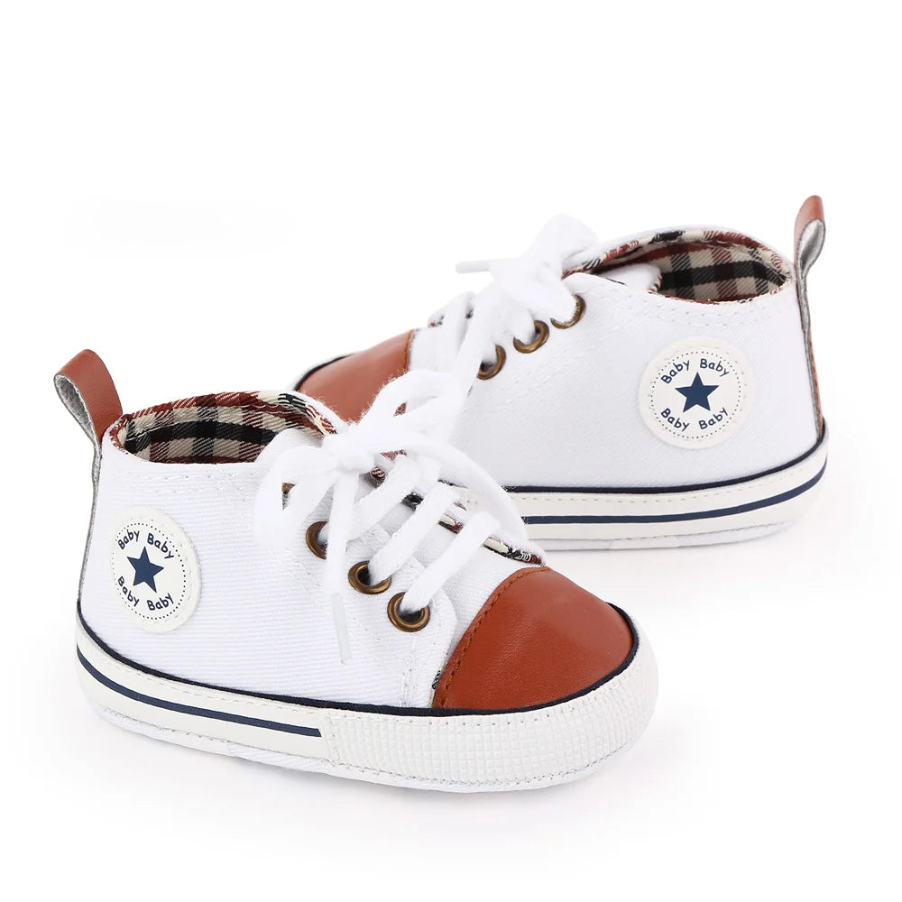 Spring New Baby Shoes Boy and Girl Classic Canvas Casual Sneakers Soft Sole Non-Slip Walking Newborn Toddler Shoes First Walkers