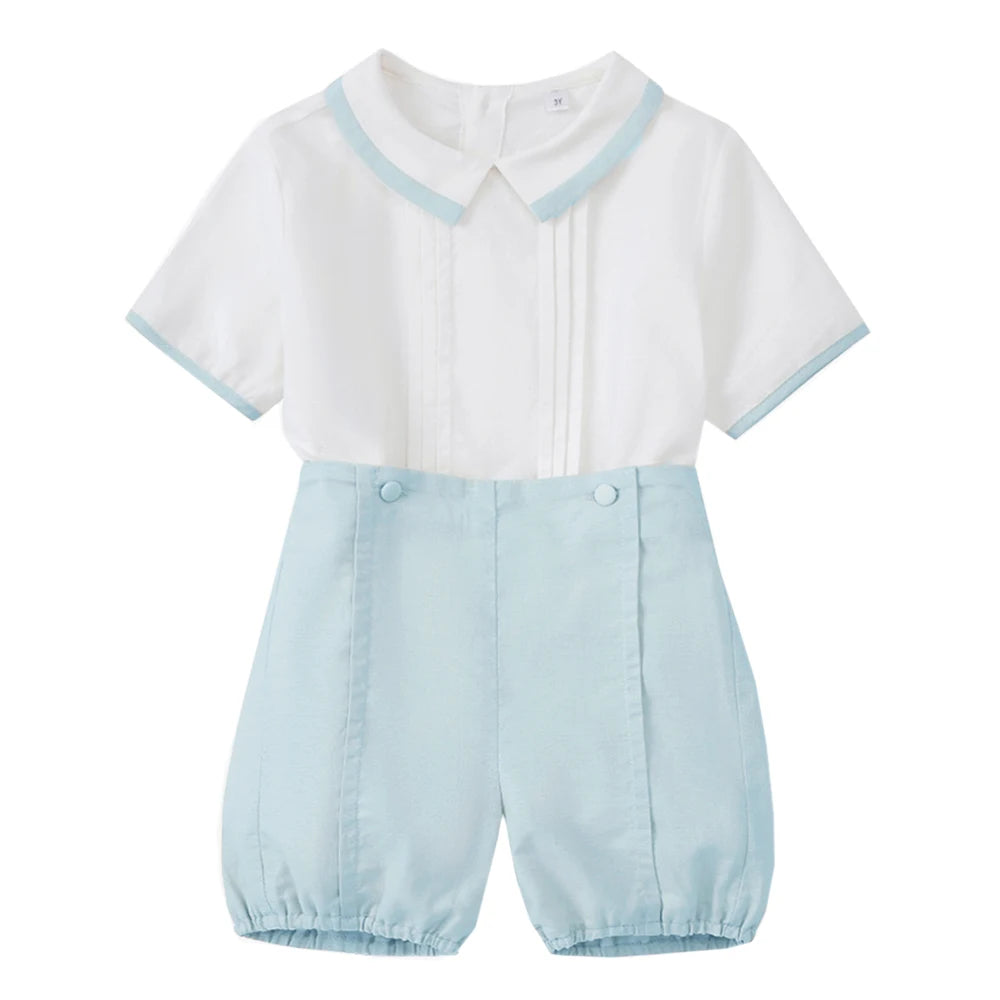 Conjuntos de dos piezas de verano de caballero para niños de 9, 12, 18, 24, 36 meses, ropa de cumpleaños o boda para bebés, de algodón suave