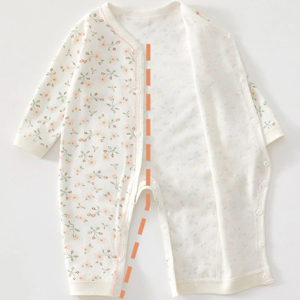 Bezaubernder Baby-Strampler für Frühling und Herbst, weicher Strampler aus reiner Baumwolle, Prinzessinnen- & Prinzen-Stil, perfekter Krabbelanzug für Babys.