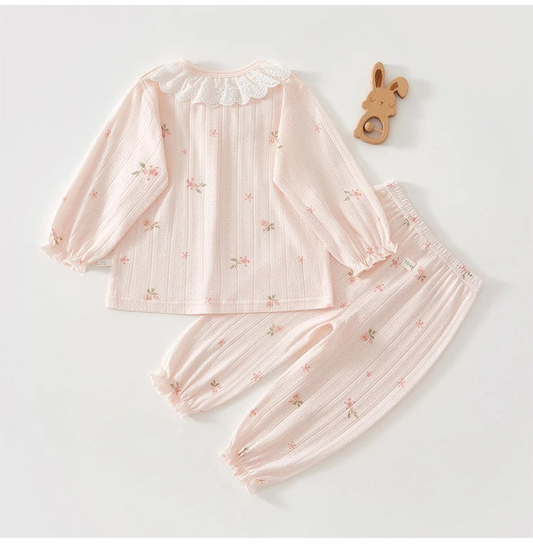 Babykleidung Sommer Outfit für Mädchen, Klasse A, 6-12 Monate, Baby Klimaanlagen Kleidung, Zweiteiliges Set, Sommer dünne Faser 80