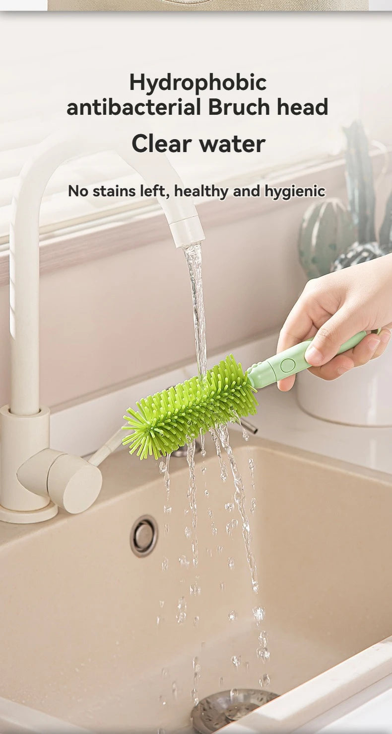 Travel Baby Bottle Brush Set - Newborn Safe Silicone Cleaning Brushes with Storage Box for Bottles, Nipples & Accessories