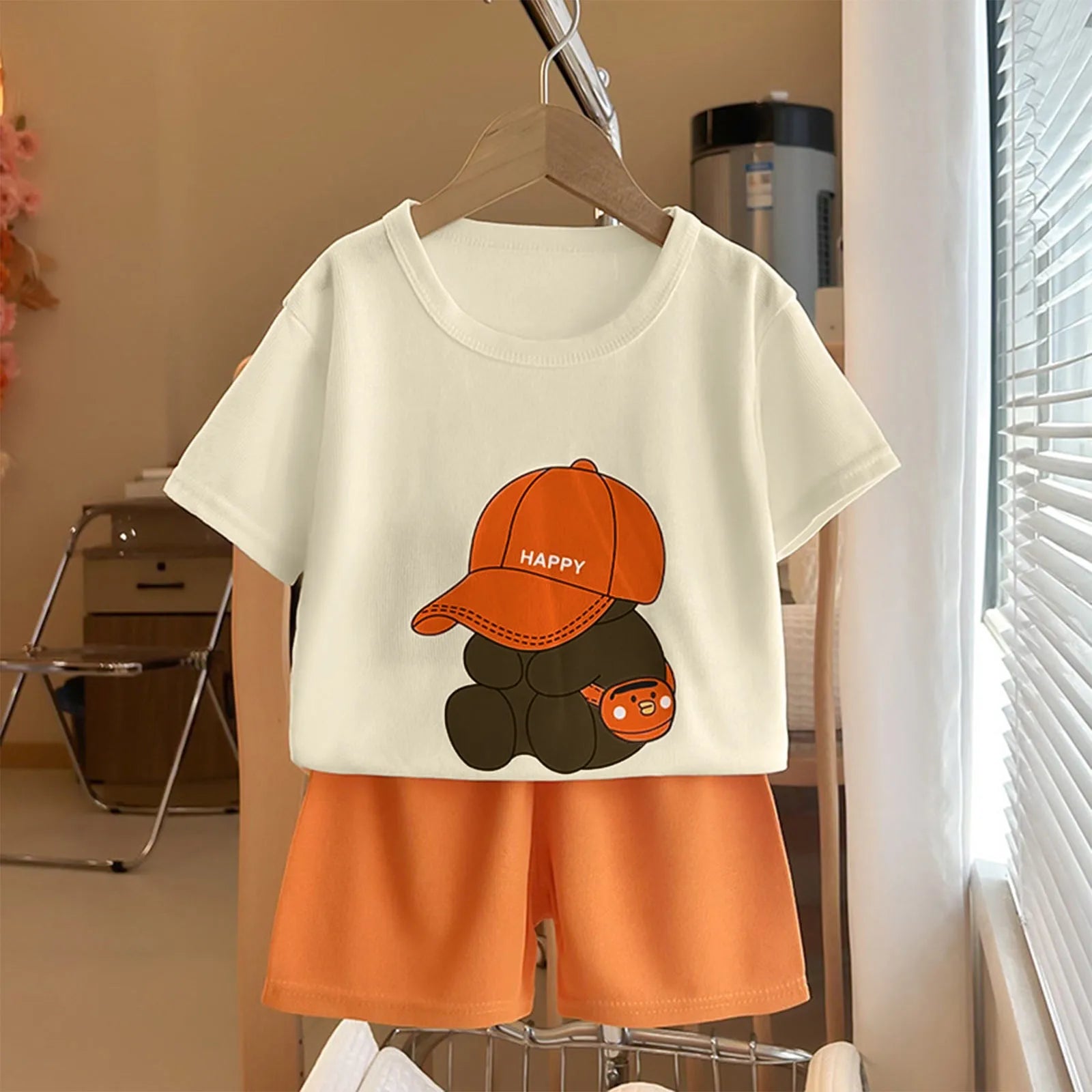 Boys Girls Cartoon Clothing Set Toddler Essentials Breathable Short Sleeve T-shirt Summer Outfit Soft Casual Loose Kids Shorts
