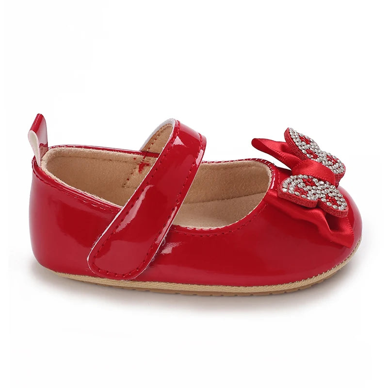 Spring and Autumn Fashion Baby Shoes 0-1 Year Old Girl Cute Bow Princess Shoes Soft Rubber Bottom Lightweight Walking Shoes