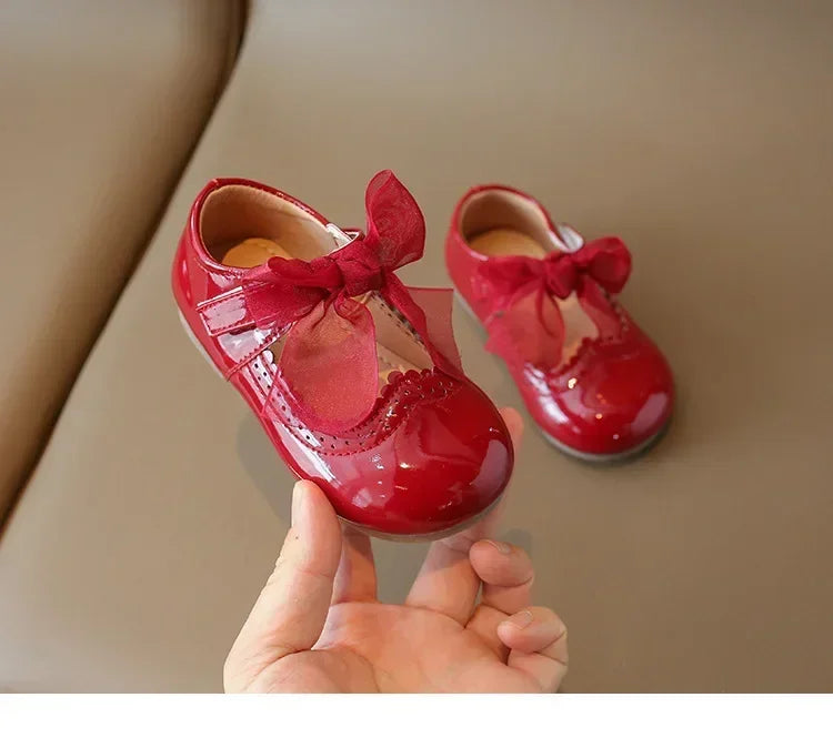 Baby Girl Leather Shoes Spring Autumn New Fashion Soft Comfortable Candy Color Princess Kids Dress Flats Ribbon Bow-knot Sweet