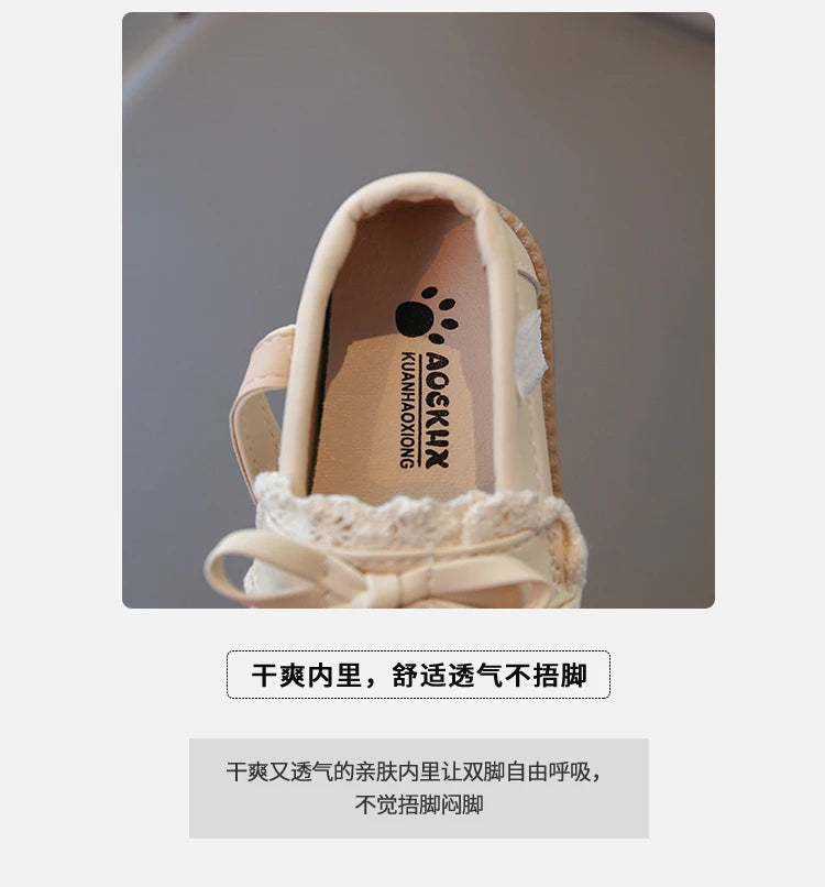 Elegant Baby Shoes Spring Autumn Girls Princess Walking Shoes Fashion Versatile Children's Leather Shoes Kids Flats Breathable