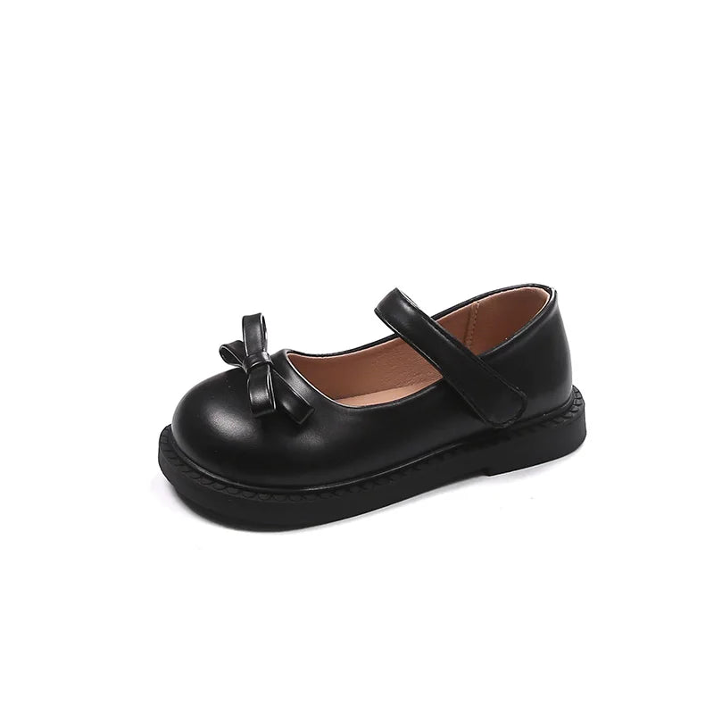 2-18 Years Old Children Leather Shoes Beige Soft Bottom Bow Girls Princess Shoes Spring Autumn Non-slip Kid Baby Single Shoes