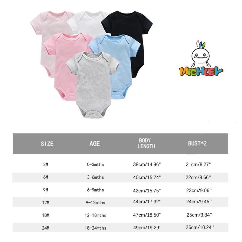 MICHLEY Monos de algodón para bebés, mamelucos de color liso para niños pequeños, ropa de bebé, peleles, disfraz, primavera verano para niñas y niños