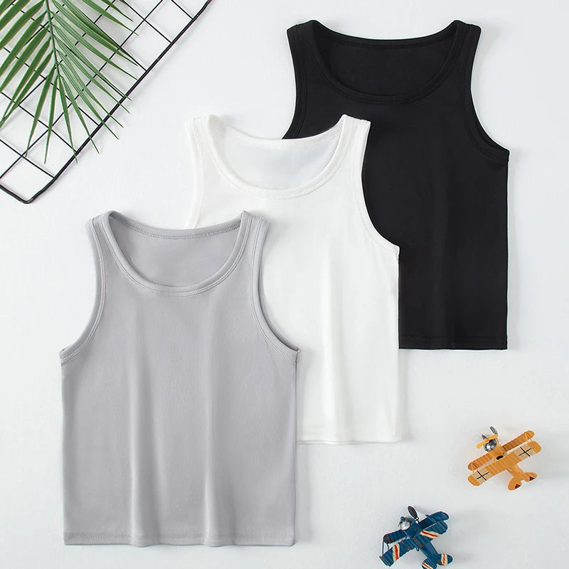 1/3/4 Piezas Chaleco Joker de Color Sólido Delgado para Niños Cuatro Estaciones Camisa de Fondo Suelta y Cómoda para Niño Camiseta Dulce y Encantadora para Niña