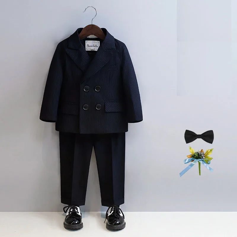 Children Black Piano Suit Kids Wedding Party Photograph Suit Flower Boys Tuxedo Dress Newborn Baby 1 Year Birthday Costume