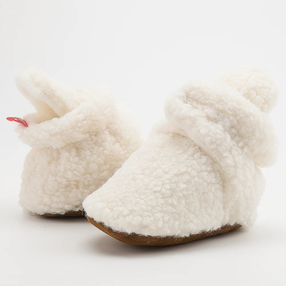 Meckior Botines de forro polar para bebé, zapatillas para bebé, niña y niño, antideslizantes, suela blanda, calcetines para bebé, primeros andadores de recién nacido, zapatos cálidos para cuna