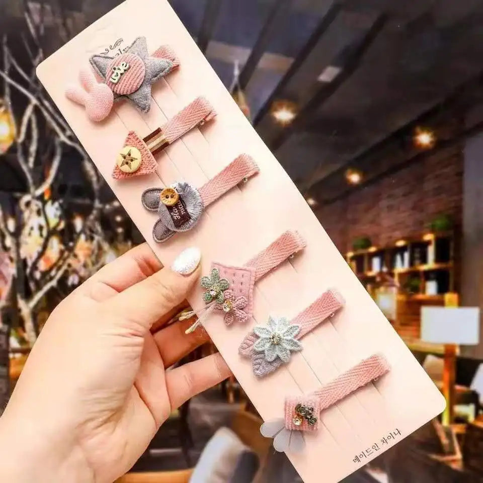 6pcs/set Lovely Baby Girl Hairpins Kids Hair Clips Barrettes Cute BB Clips Newborn Head-wear Hair Accessories for Girls