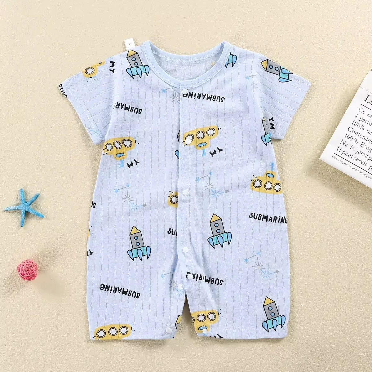 Baby Bodysuit 0-1 Years Cotton Jacquard Snap Closure Crawling Outfit Simple and Trendy Lightweight Romper