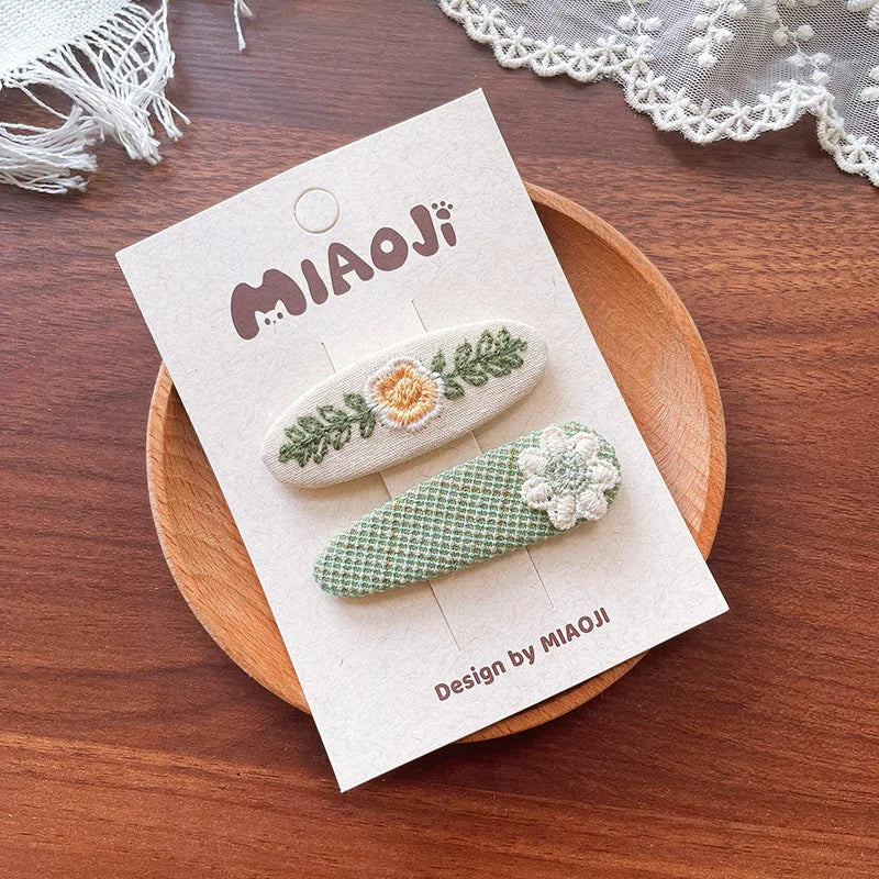 2Pcs Baby Hair Clip Girls Cute Bow Hair Accessories Kids Hairpins Toddler Princess Headwear Vintage Infant Milk Green Barrettes