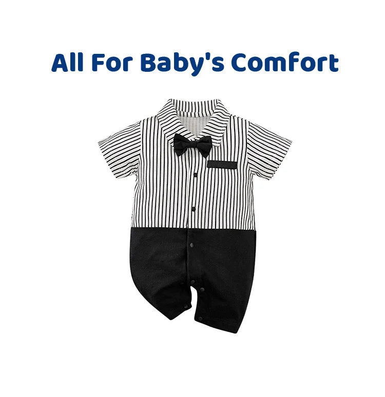 0-18 Baby-Bodysuit Gentleman Style Elegant Formell Baumwolle Bequem Weich Jungen Und Mädchen Sommer Kurzarm Neugeborenenkleidung