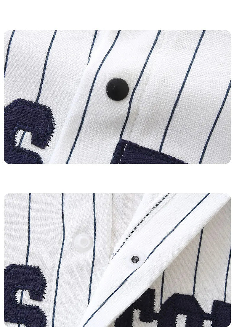 Uniforme de béisbol de algodón puro para bebé, manga larga bombacha, ropa de recién nacido, envoltorio de pies, primavera, otoño, 0-1 año