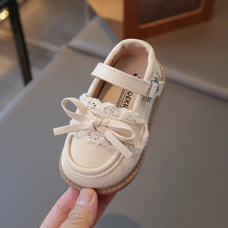 Elegant Baby Shoes Spring Autumn Girls Princess Walking Shoes Fashion Versatile Children's Leather Shoes Kids Flats Breathable