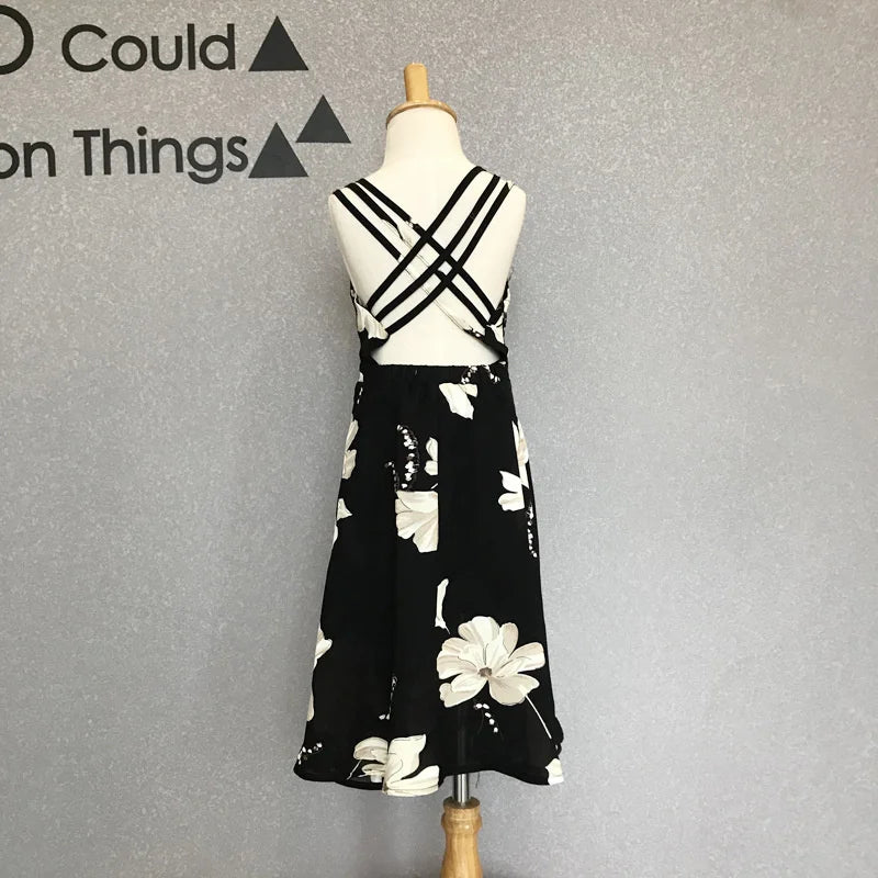 2024 Family Matching Outfits Dresses Summer Mother Daughter Dress Fashion Clothing Girl Mom Daughter Chiffon Beach Dress Clothes
