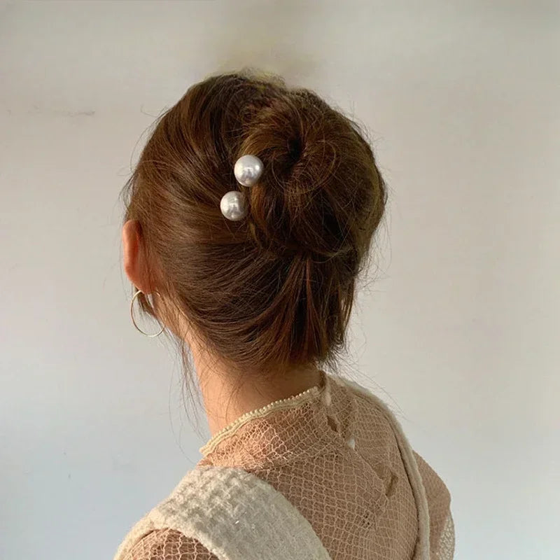 Koreanische U-förmige Haarnadeln, Vintage-elegante Perlen-Haarspangen, Metall-Haarnadeln, Haarstyling-Griffe, Dutt-Clips für Damen und Mädchen