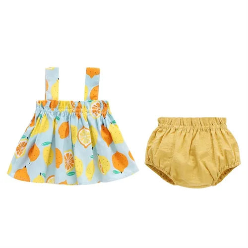 Sommer Neugeborenen Baby Kleidung für Mädchen Jungen Set Druck Dünnes Mini-Kleid und PP Shorts 2-teiliges Set Säuglings-Baby-Kleidung Outfit 6-24M