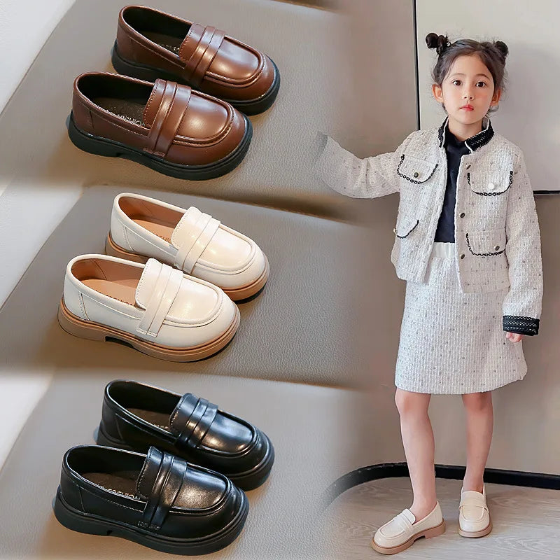 Children Leather Shoes for Boys Girls Kids Loafers Slip-on School Flats Casual Sneakers for Wedding Formal Occasions Party 23-35