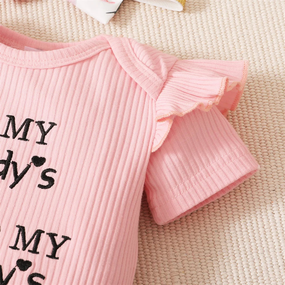 0-18 Monate Kleinkind Baby Mädchen 3-teiliges Kostüm-Set Neugeborenes Baby Mädchen Rüschen Kurzarm Strampler + kurze Hose Rock Kleinkind Mädchen Set