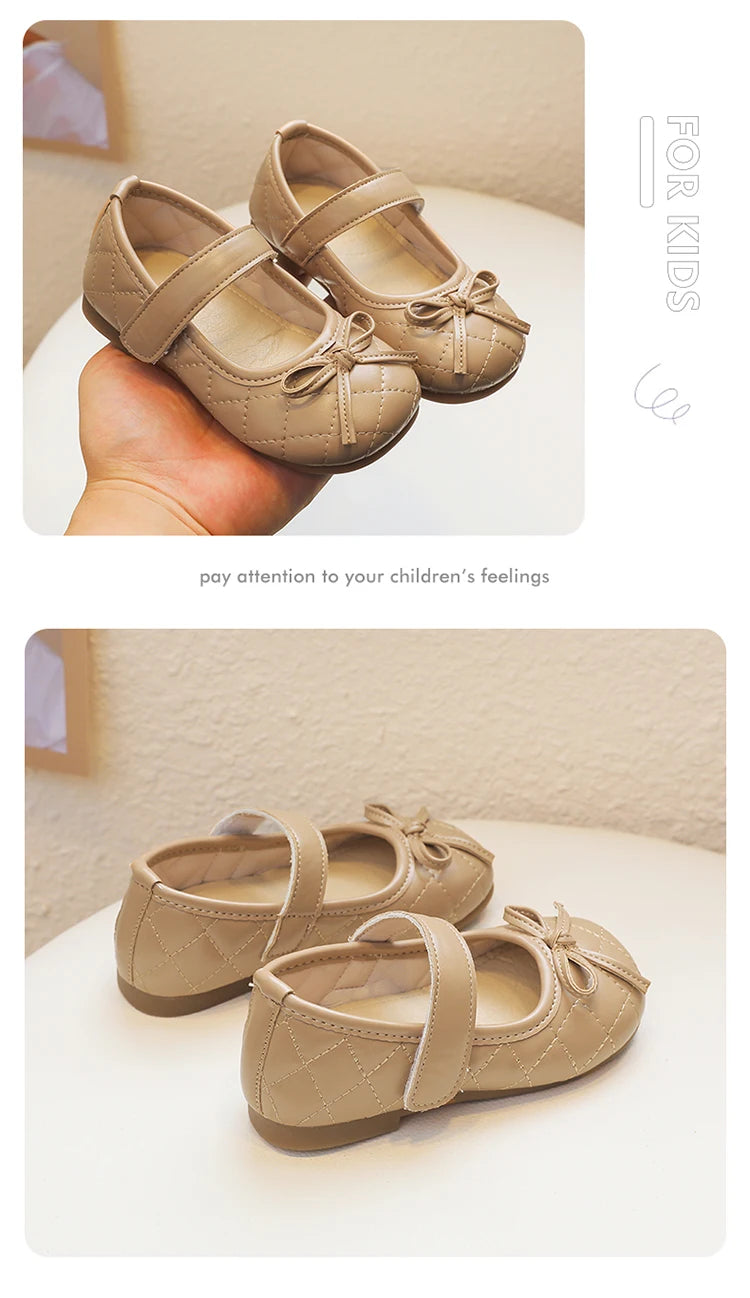Baby Girls Leather Shoes for Boys Girls Fashion Princess Classic Toddlers Medium Kids Flats with Bow-knot Size 21-30 Sweet Chic