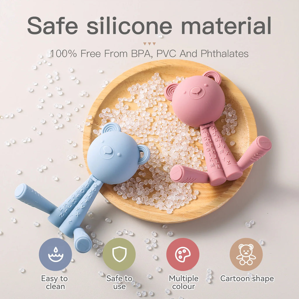 Silicone Teether Baby Toys NO BPA Baby Care Teether 0 12 Months Toys for Baby Cartoon Bear Teething Toys Things for Babies Gift