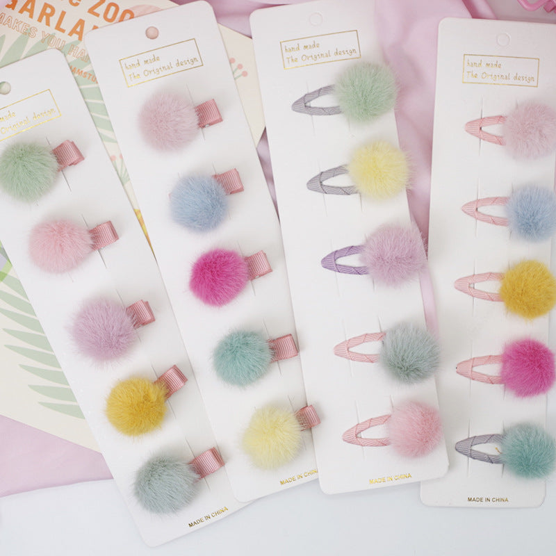 5 horquillas para bebé lindas, color caramelo, pompones, minipinzas para el pelo de niñas pequeñas, accesorios para el pelo de bebé, accesorios para la cabeza de niños pequeños