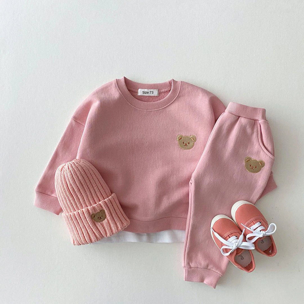 Conjuntos de ropa de otoño para bebés niños y niñas, conjunto de ropa para bebés, sudadera deportiva con oso y pantalones, 2 piezas, trajes