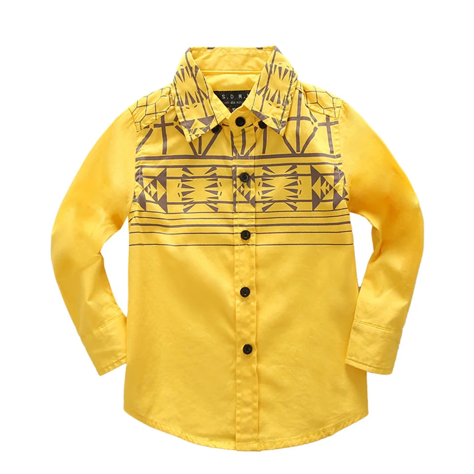 Boys Clothing shirts Autumn Long Sleeve embroidery Little Horse pattern Children Tops Birthday party Kids shirt school uniform