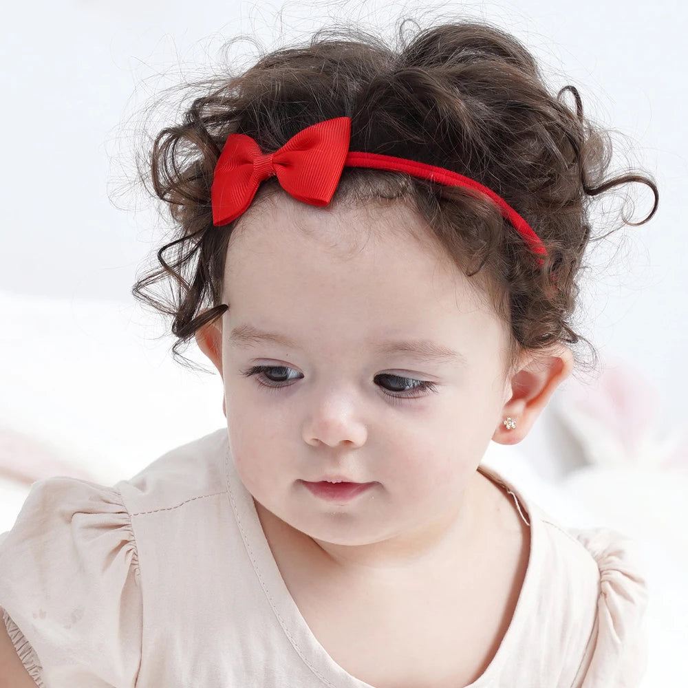 5Pcs/Set Elastic Baby Headband Solid Corduroy Ribbon Bow Headscarf Hairband Newborn Cute Knitted Headband Babe Hair Accessories
