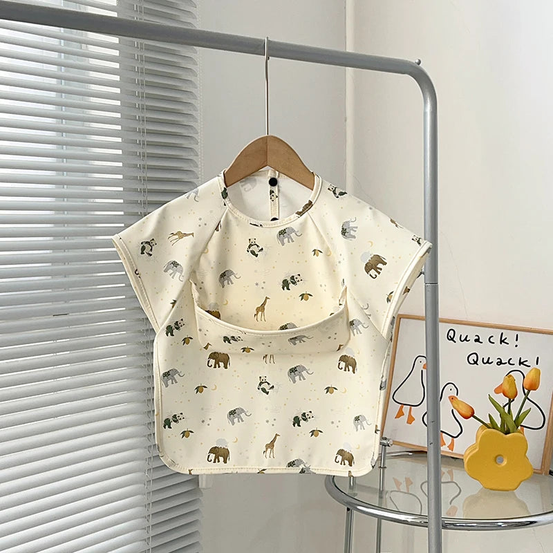 Newborn Baby Bibs Blouse Waterproof No-sleeved Reverse Dressing Infant Eating Clothes Apron Bib Protective Clothing