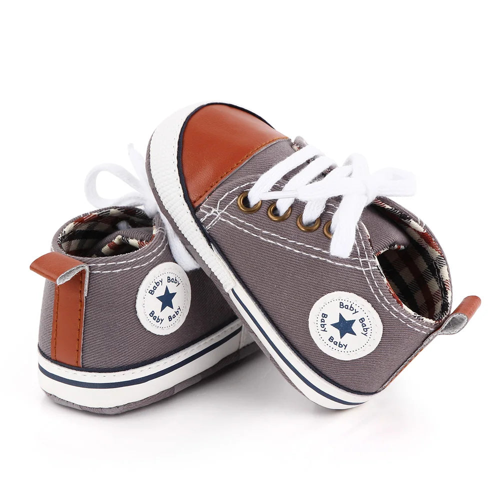 Spring New Baby Shoes Boy and Girl Classic Canvas Casual Sneakers Soft Sole Non-Slip Walking Newborn Toddler Shoes First Walkers