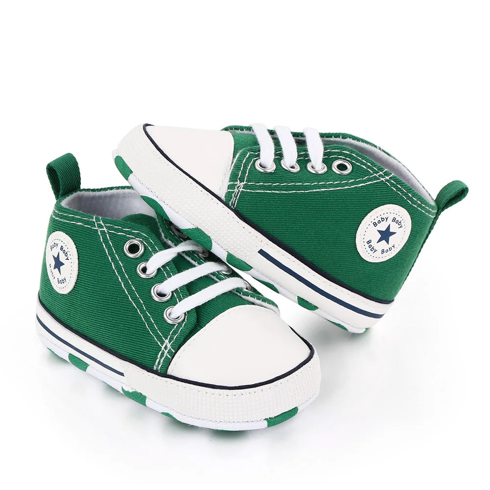 Spring New Baby Shoes Boy and Girl Classic Canvas Casual Sneakers Soft Sole Non-Slip Walking Newborn Toddler Shoes First Walkers