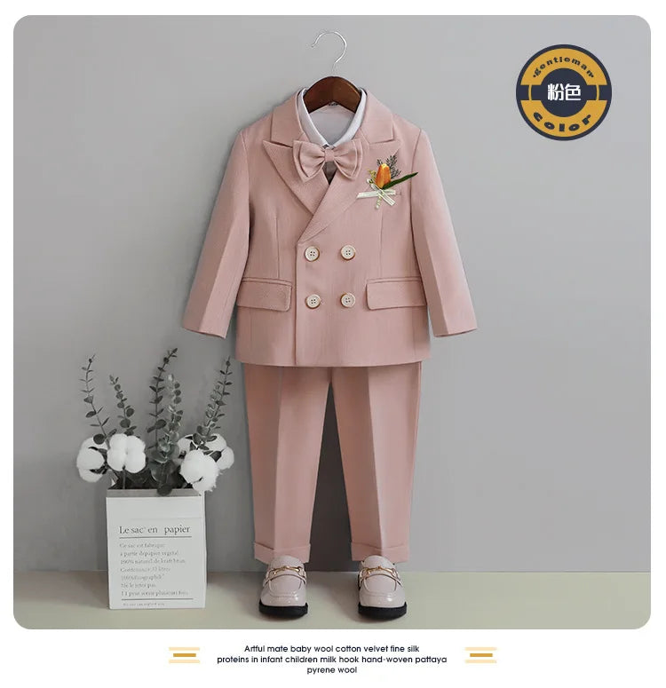 Traje de fotografía para niños Flower Boys, disfraz formal para bebés y niños, vestido para fiesta de cumpleaños o boda, esmoquin para actuaciones.