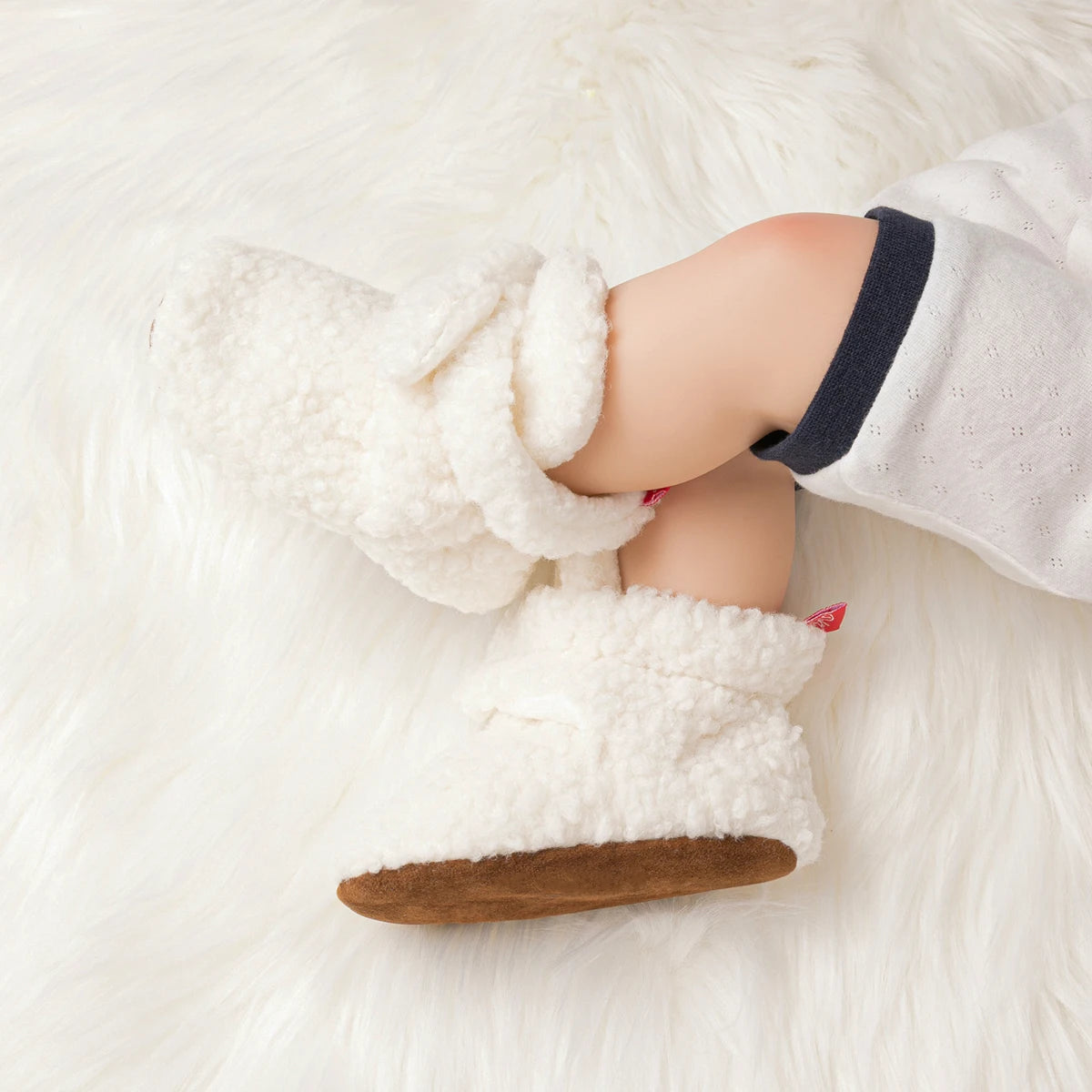 Meckior Botines de forro polar para bebé, zapatillas para bebé, niña y niño, antideslizantes, suela blanda, calcetines para bebé, primeros andadores de recién nacido, zapatos cálidos para cuna