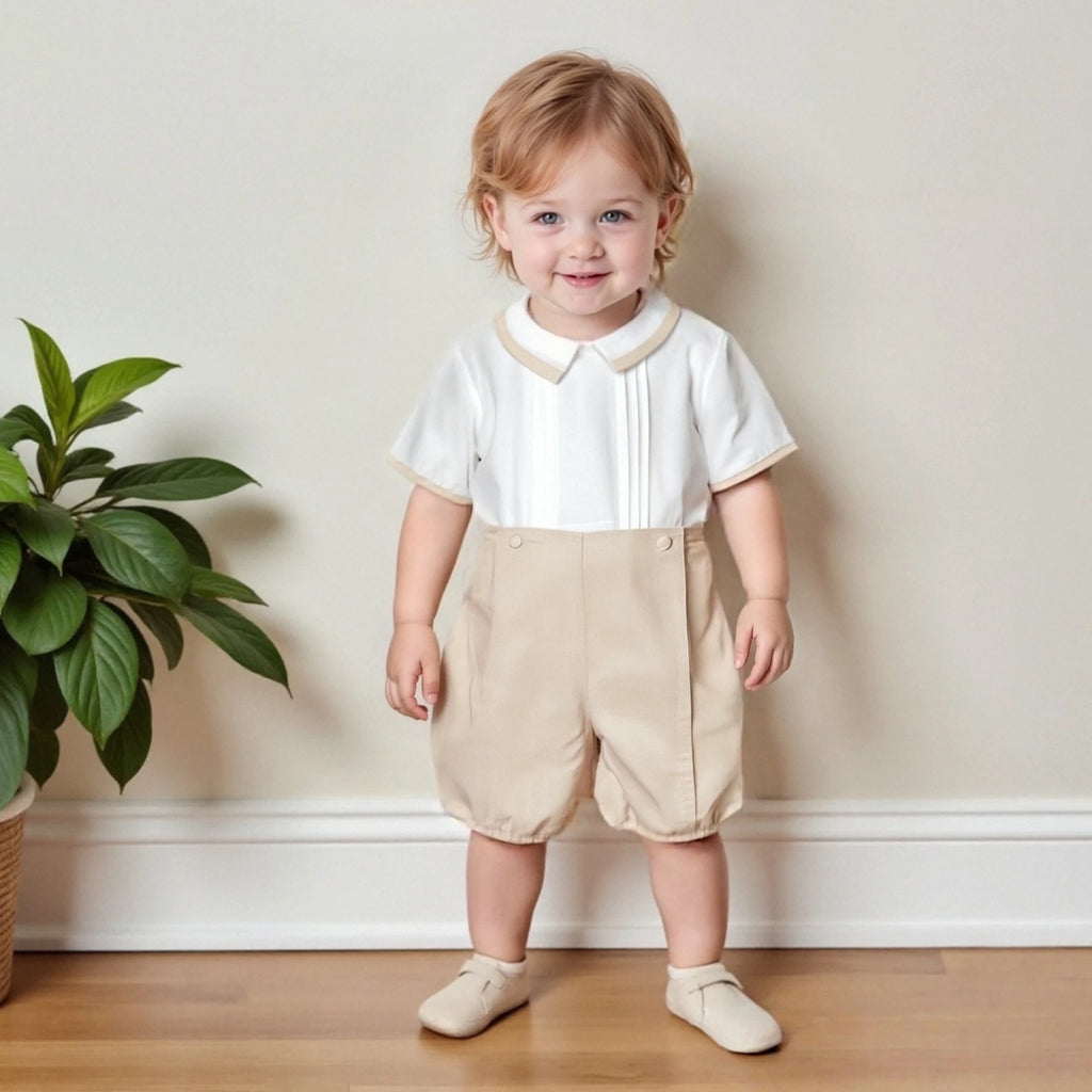 Conjuntos de dos piezas de verano de caballero para niños de 9, 12, 18, 24, 36 meses, ropa de cumpleaños o boda para bebés, de algodón suave