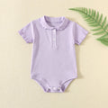 Neugeborene Sommer Baby Mädchen Kleidung Revers-Jumpsuits Einfarbige Kurzarm Baumwoll-Bodys Babykleidung 0–24 Monate
