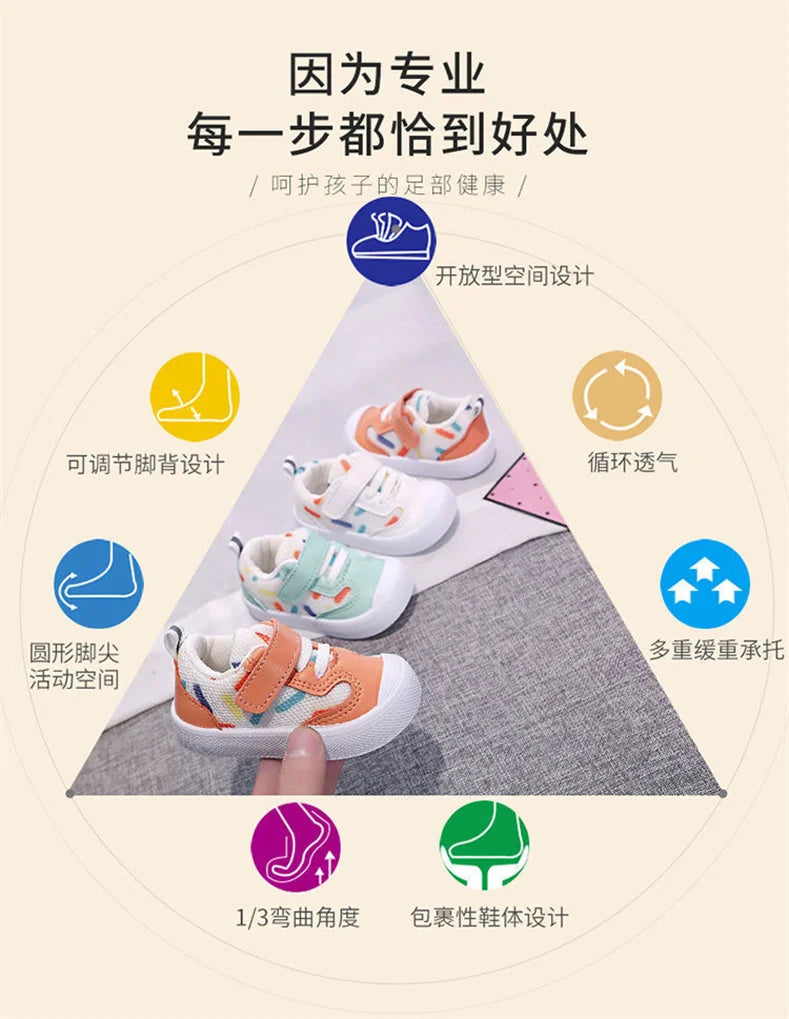 Baby Walking Shoes Spring Autumn Mesh Soft Soled Functional  Boys Girls 1-3 Year Sneakers For Kids Baby Girl