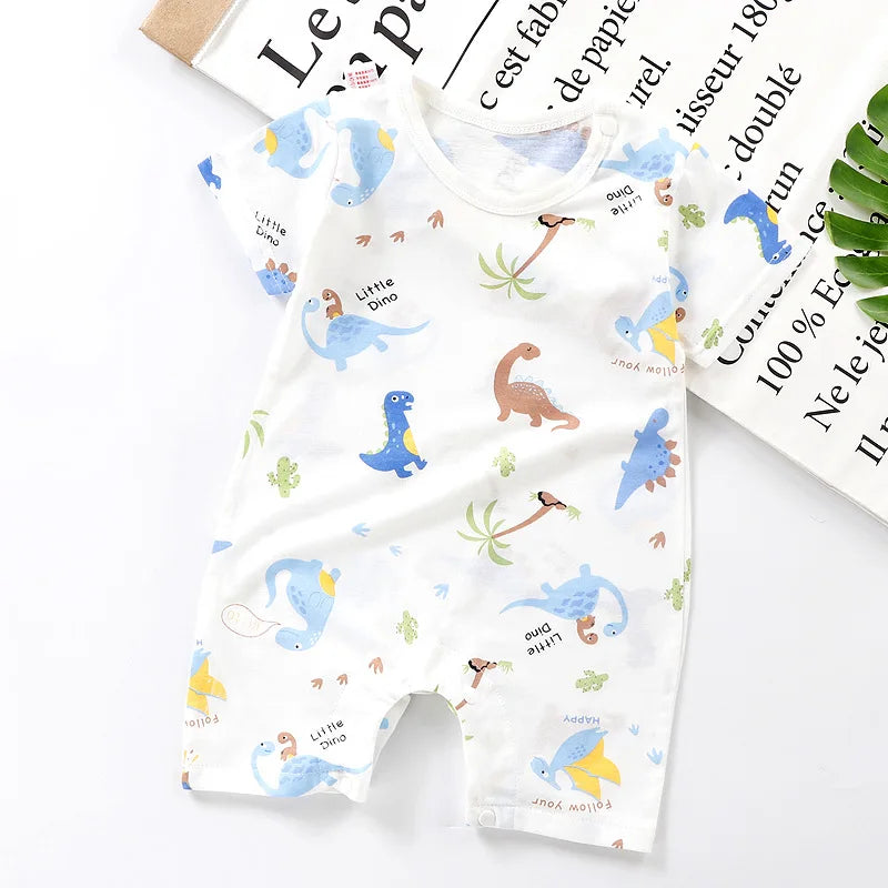 2025 Climbing Clothes Pure Cotton Summer New Version Of Male Baby Thin Female Short Sleeved Children Onesies Kids Clothes