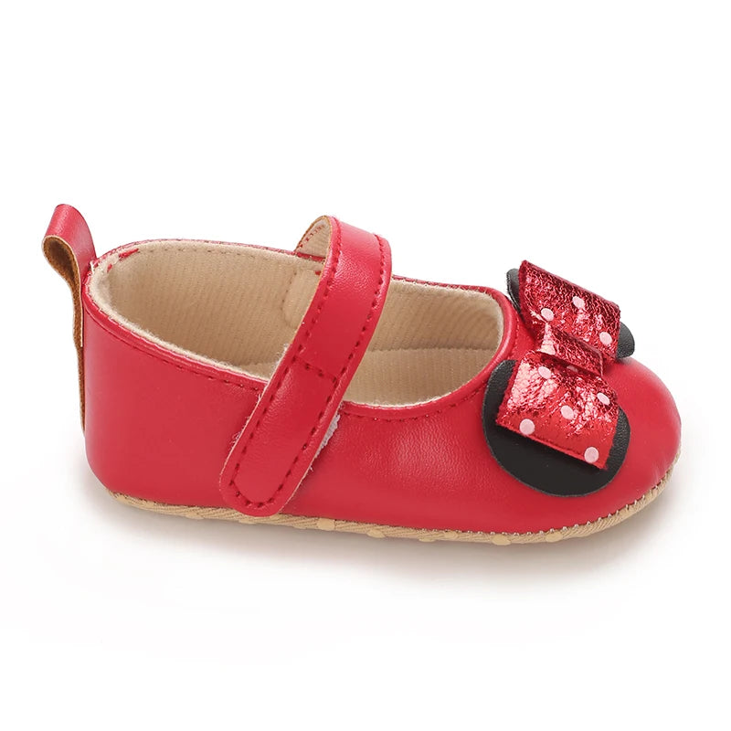 Sweet Baby Shoes Baby Boy Girl Shoes Girl Classic Bowknot Soft Sole Anti-slip PU Dress Shoes First Walker Toddler Crib Shoes