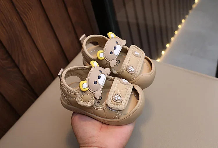 Toddler Sandals 2025 Summer Baby Beach Shoes Cute Cartoon Bear Infant Sandals Protect-toe Unisex Baby Boy Girl Sandals