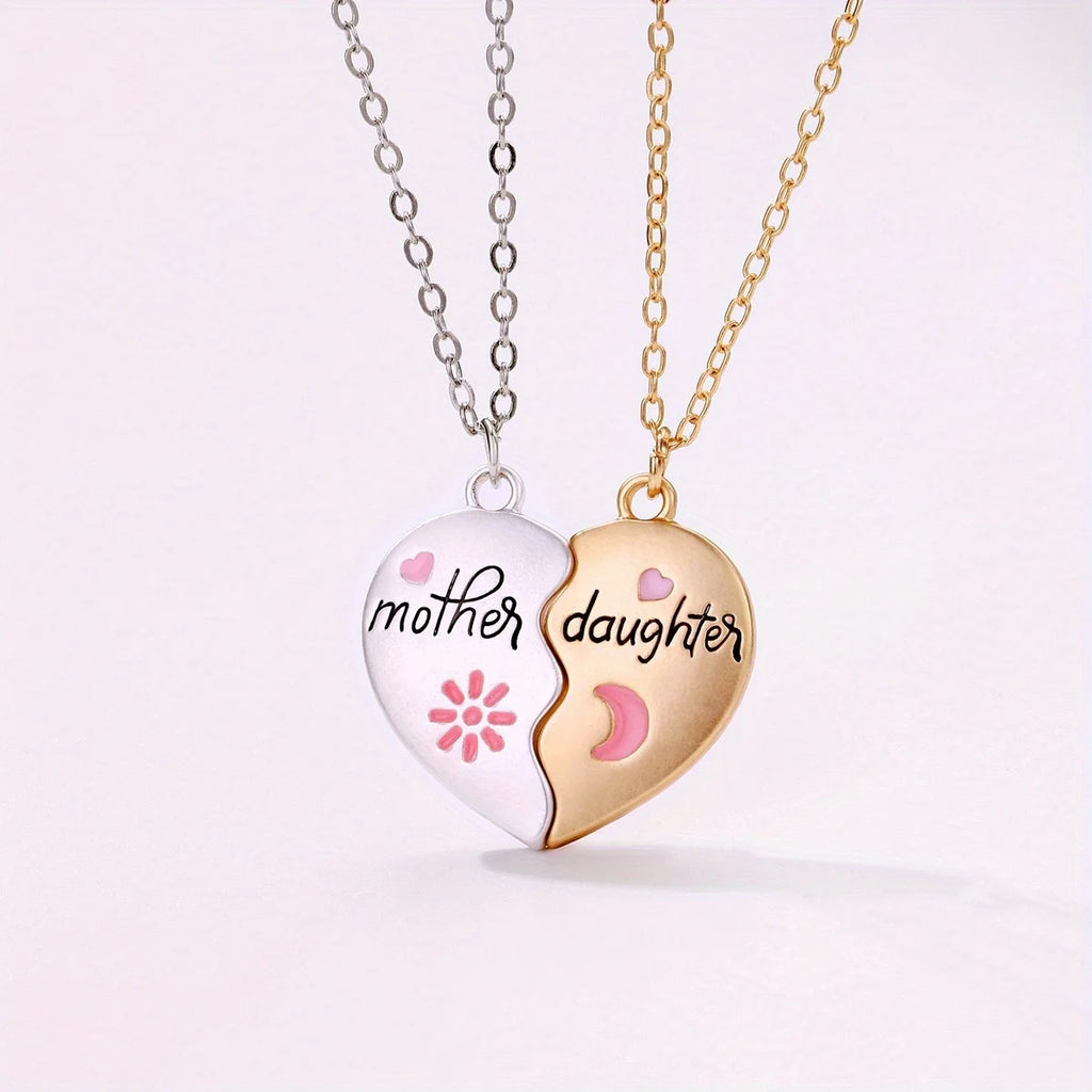 Mom Daughter Pendant Necklace Women's Stainless Steel Choker Necklace Stylish Family Jewelry Mother's Day Gift For Mom