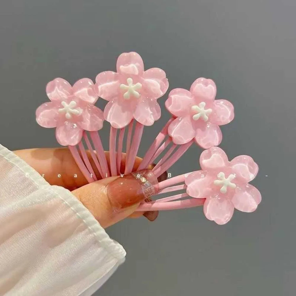 2Pcs/lot Pink Sakura Bobby Pins Hairpin Side Hair Clip Girl Women Cute Creamy Pink Flower Headwear Sweet Hairpins Ornament Gifts