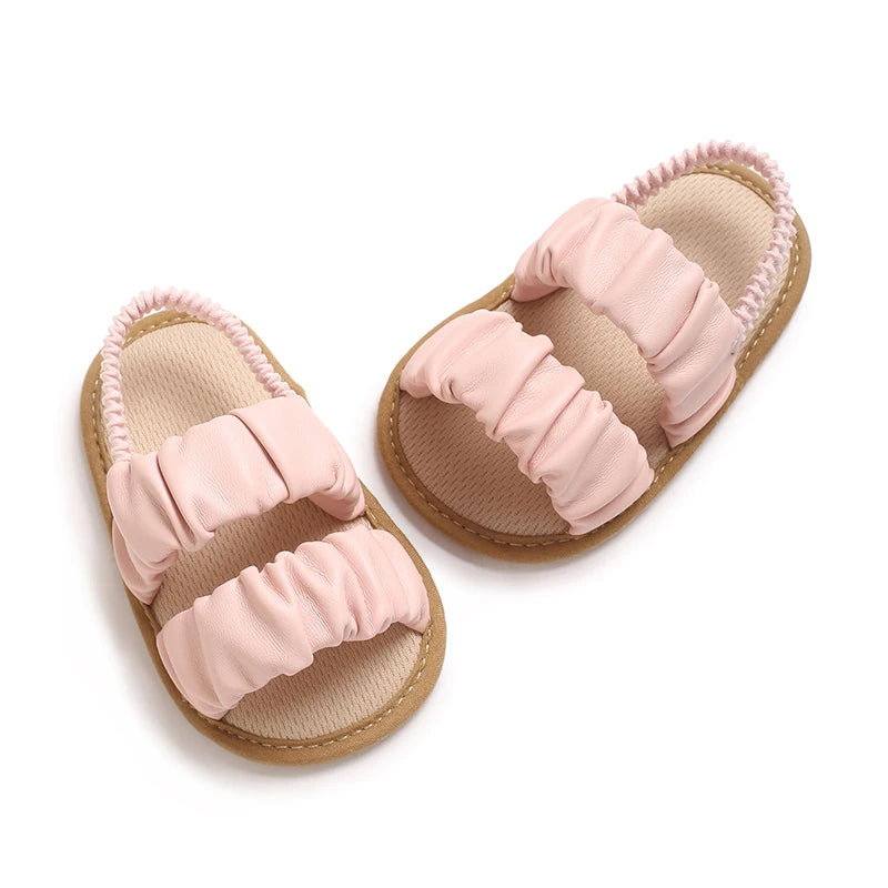 Solid Color Baby Sandals For Summer Soft Soled Non Slip Baby Walking Shoes For 0-18 Months Breathable And Anti Drop Shoes