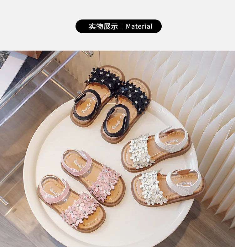 Baby Sandals Non slip Soft Bottom Children's Sandals New Girl's Flower Sandals Korean Edition Fashion Princess Style