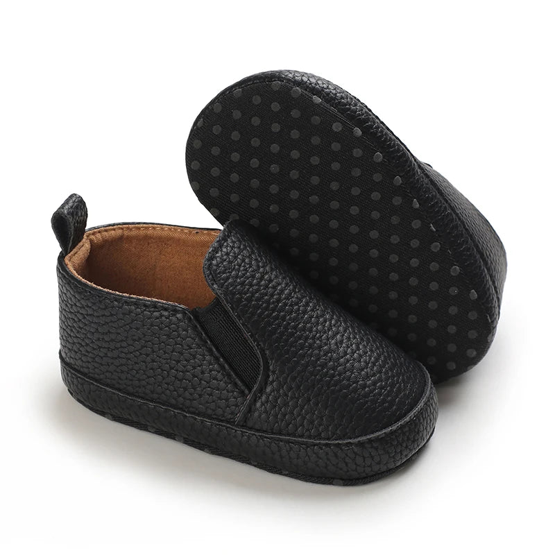 Baby Learning Walk Shoes, Slip-on Leather Casual Loafers, Soft Sole Comfortable Footwear for Infants 0-18M