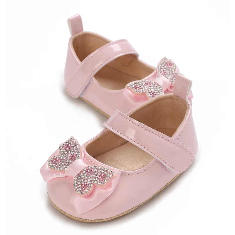 Spring and Autumn Fashion Baby Shoes 0-1 Year Old Girl Cute Bow Princess Shoes Soft Rubber Bottom Lightweight Walking Shoes