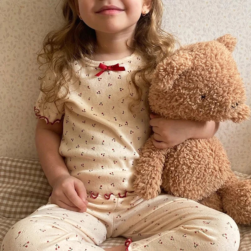 1-6T Kleinkind Baby Mädchen Kleidung Set Sommer 100% Baumwolle Langarm T-Shirt Top Hose Anzug Hauskleidung Stretch 2-teiliges Schlafanzug-Set